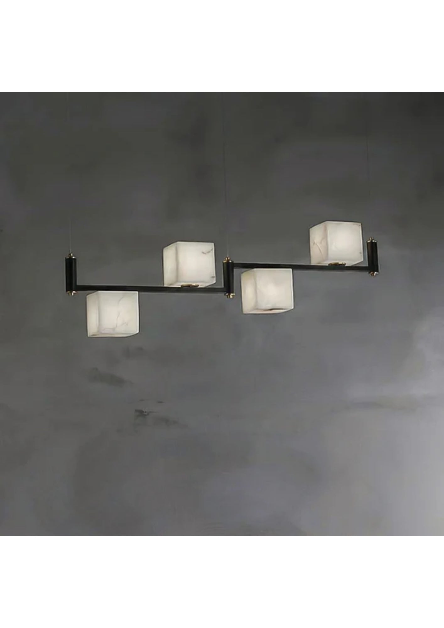 Liora Modern Siyah Gövdeli Küp Formlu Mermer Sarkıt Avize-Avize-Ronisu Aydınlatma-6'lı Sarkıt-NowShopFun