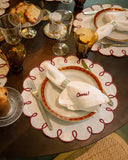 Lisboa Amerikan Servis & Peçete Seti-Amerikan Servis-Mariaida Home-Beyaz/Bordo-NowShopFun
