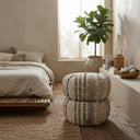 Lola Stone Grey Ponpon Puf - Yan Sehpa