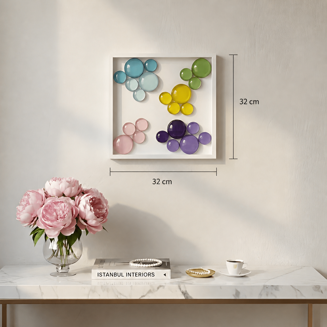 Lolliframe Bloom Duvar Dekoru | 32x32 cm Renkli 3D Duvar Aksesuarı