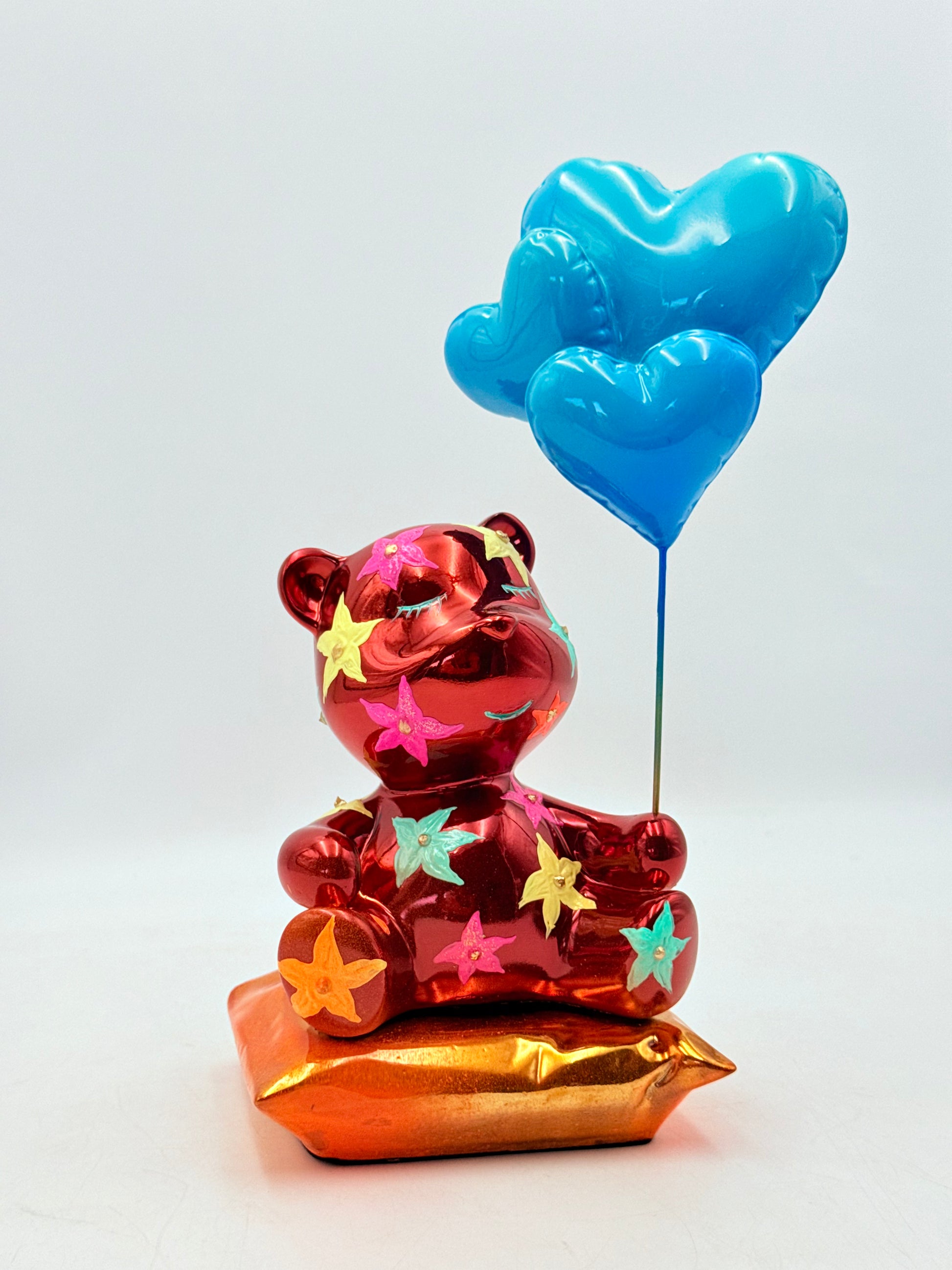 Love Dreamer Kırmızı Krom Ayı Heykeli