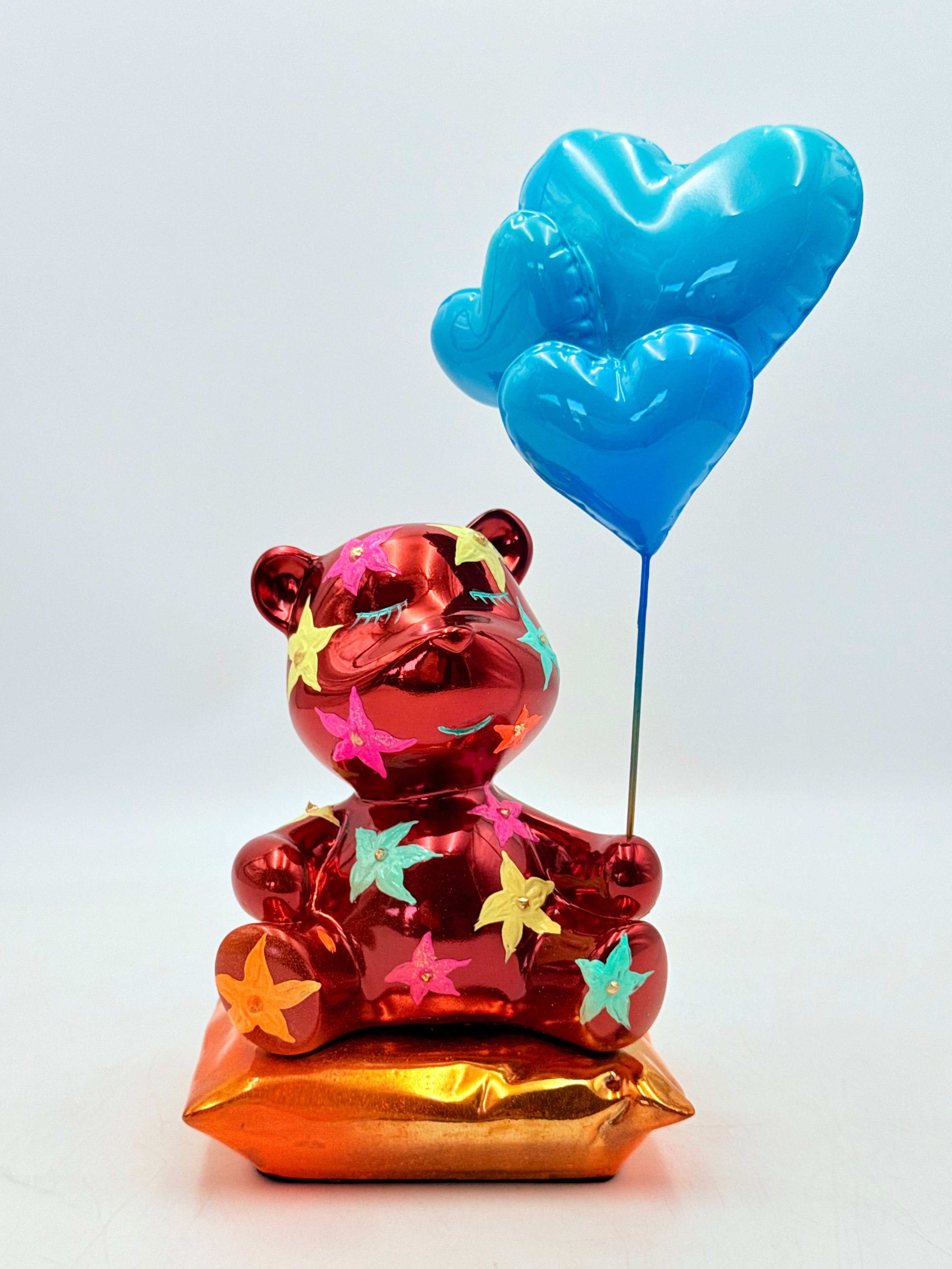 Love Dreamer Kırmızı Krom Ayı Heykeli