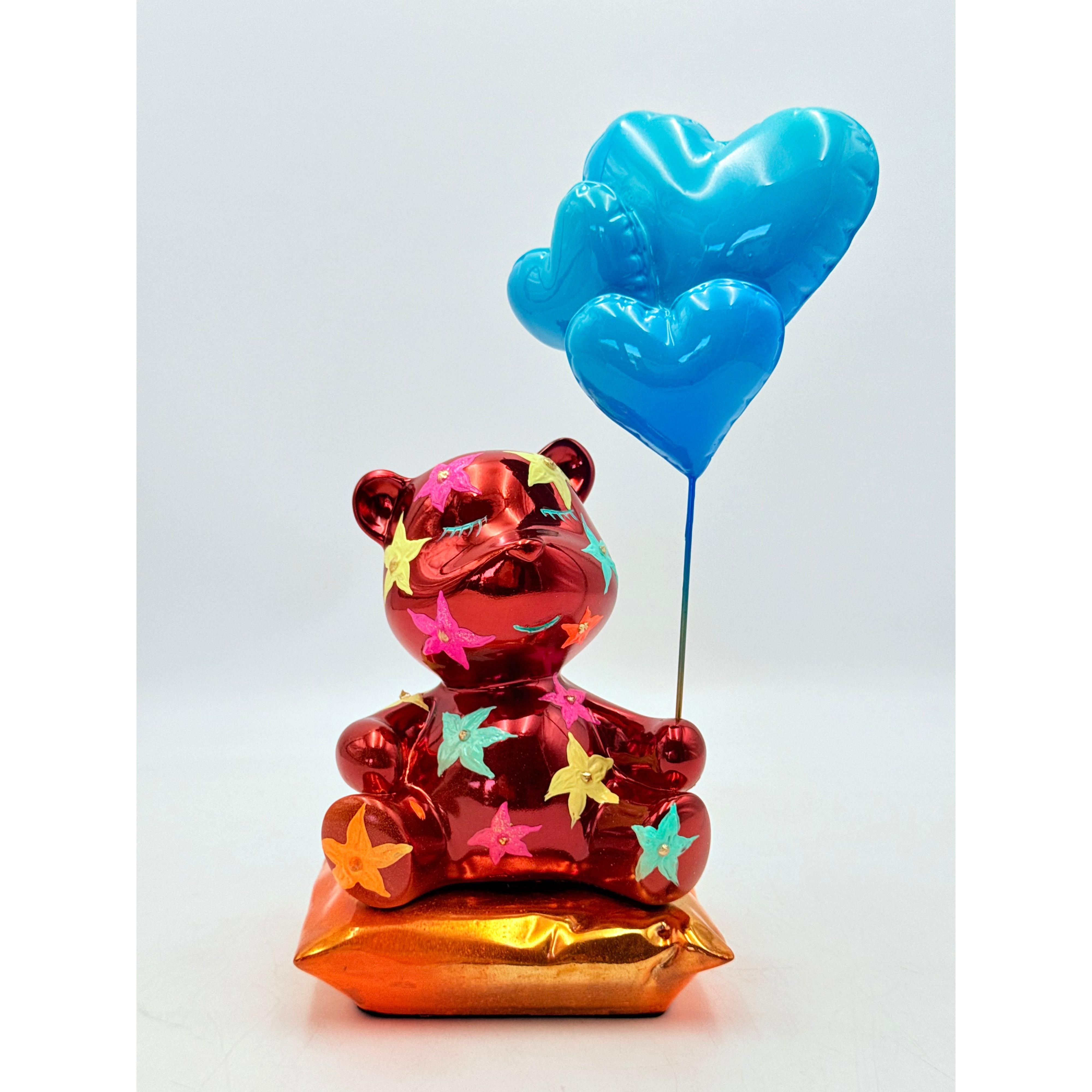 Love Dreamer Kırmızı Krom Ayı Heykeli