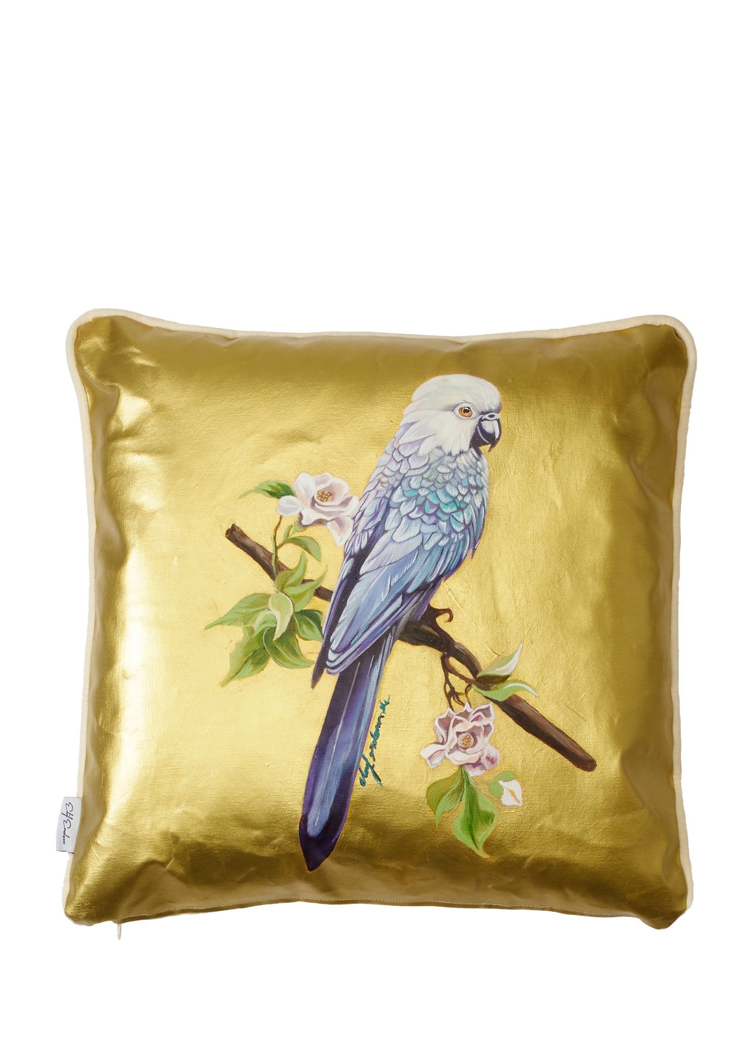 Lucky Parrot Desenli Keten Dekoratif Kırlent