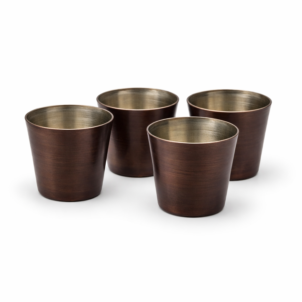 Lüks El Yapımı Oksit Bakır 4’lü Shot Bardağı Seti-Bardak Seti-Ebru Sayer Art & Design-NowShopFun