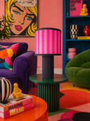 Lumière Çizgili Koleksiyonu Pembe-Mor Abajur