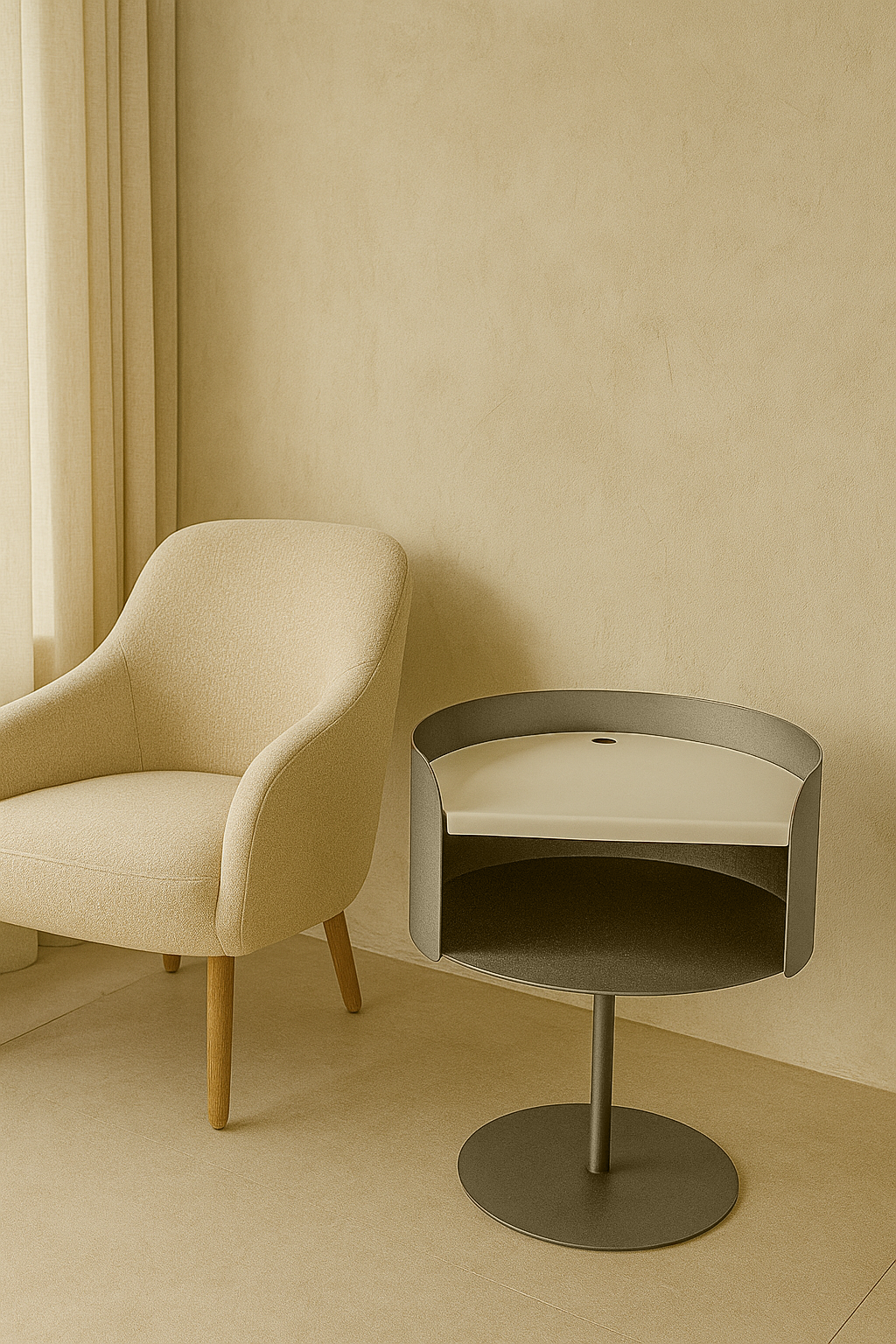 Luna Tasarım Çelik Metal Yan Sehpa - Kahve Sehpası