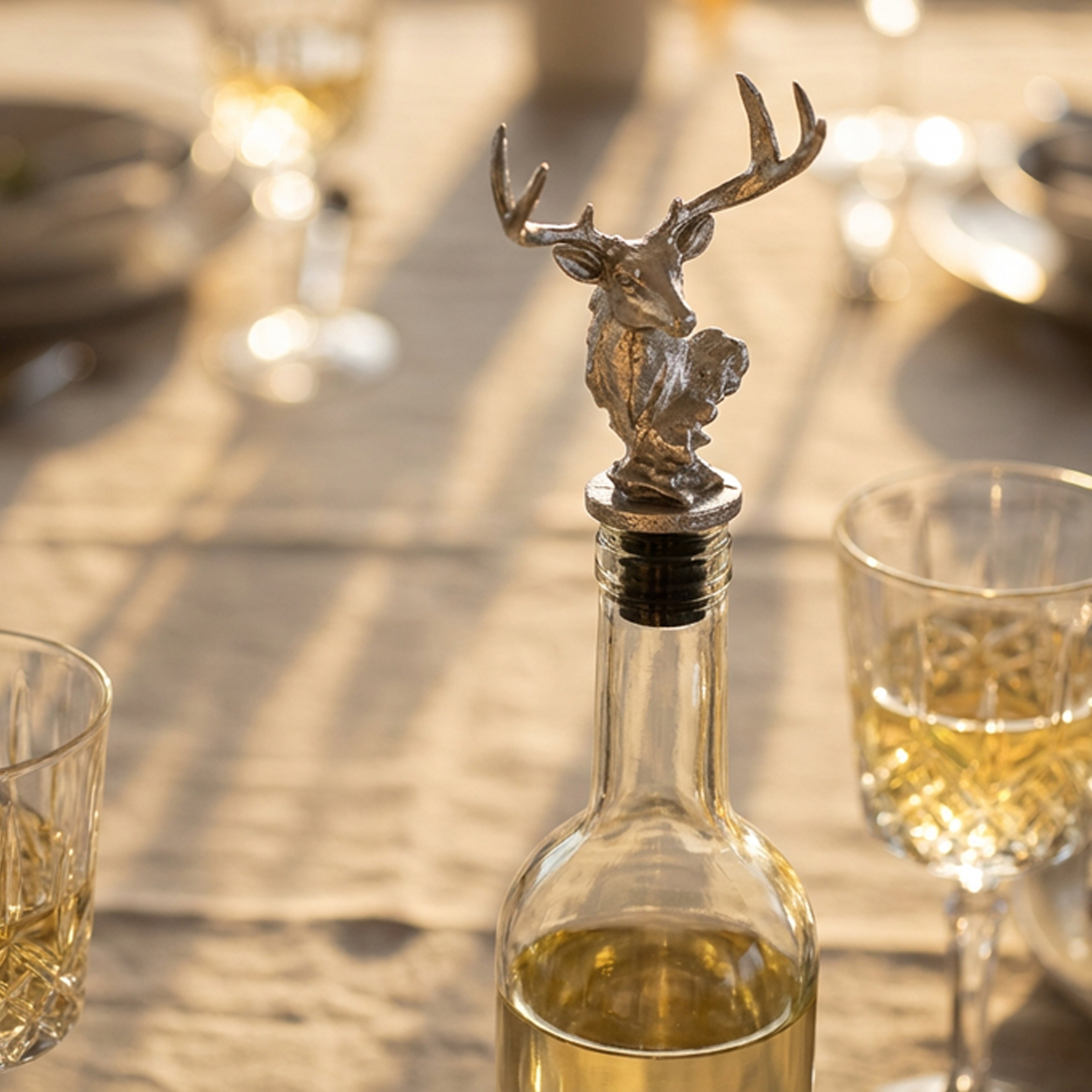 Geyik Tasarım Paslanmaz Çelik Cam Tablalı Şişe Tıpası