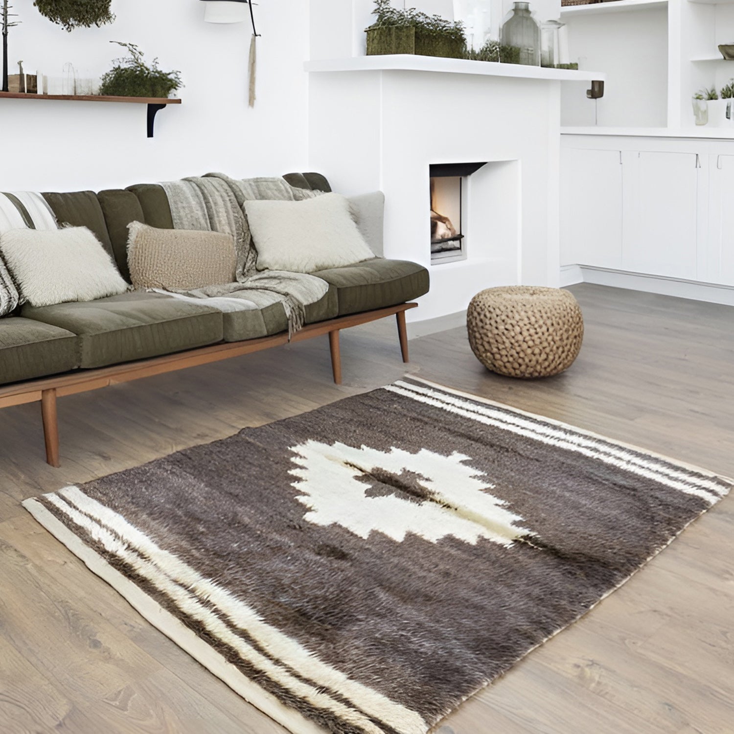 Lyse Rustik Desenli El Dokuma Tülü Halı 136X180 Cm