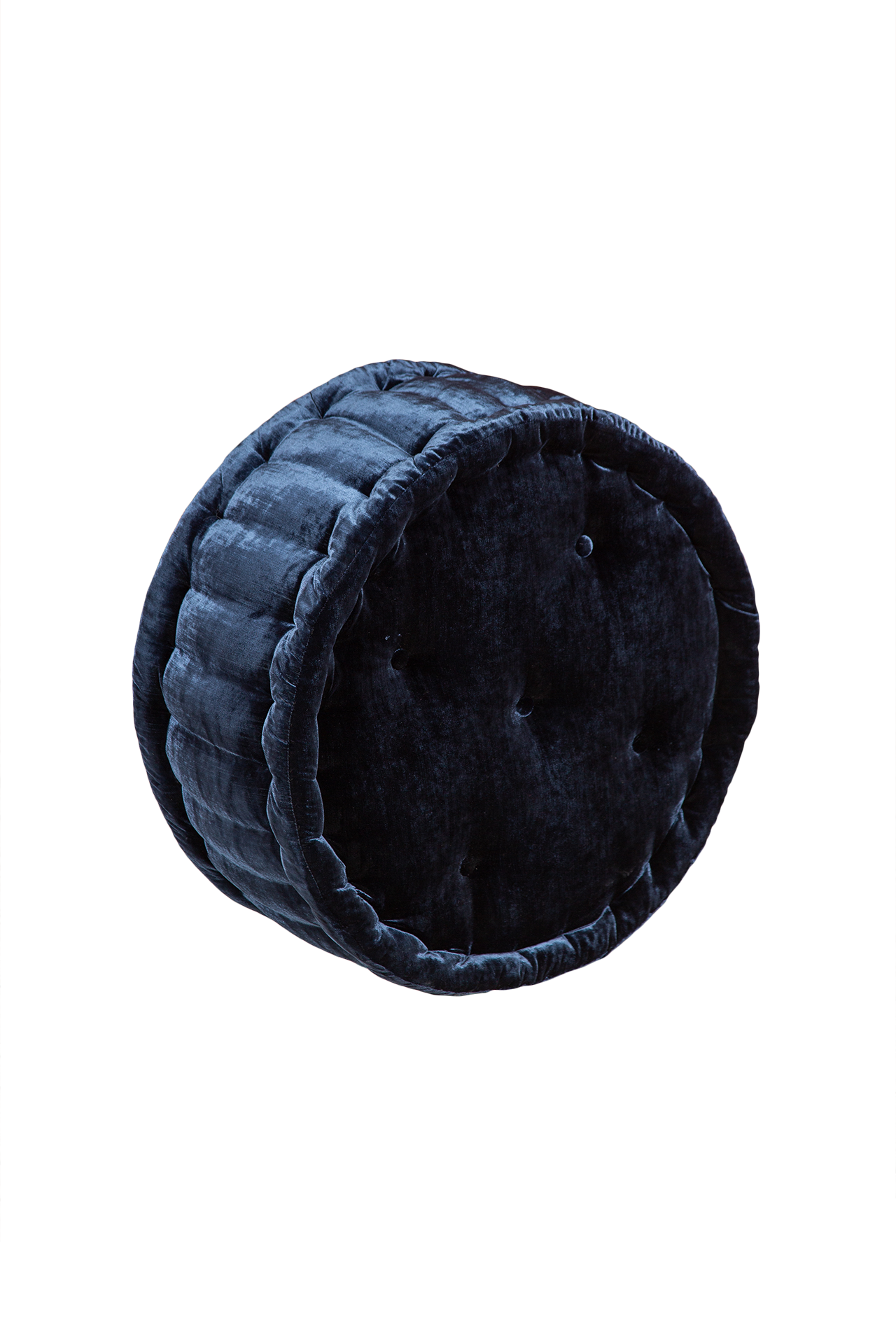 Macaron Pouff Navy İpek Kadife