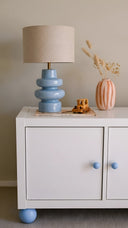 Madrid El Yapımı Ahşap Abajur Açık Mavi-Abajur-Pinot Interior-NowShopFun