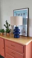 Madrid El Yapımı Ahşap Abajur Lacivert-Abajur-Pinot Interior-NowShopFun