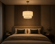 Madrigal Çift Katmanlı 3 Işıklı Altı Seperatörlü Keten Avize-Avize-Motto Home Design-NowShopFun