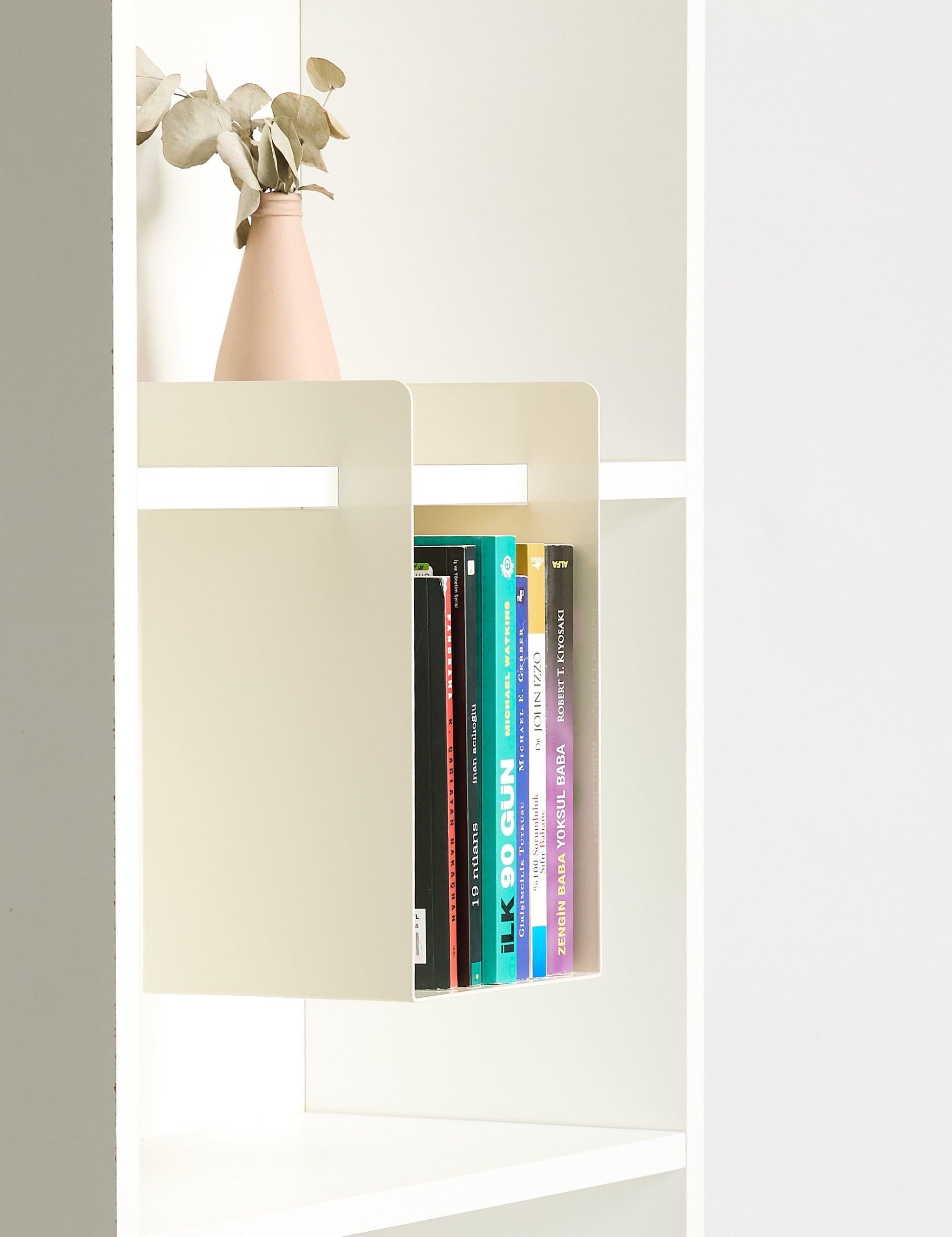 Cube Kitaplık Ve Çalışma Masası Düzenleyici - Krem