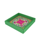 Marakeş Bloom Yeşil Deri Tepsi-Noccaso-NowShopFun