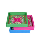 Marakeş Bloom Yeşil Deri Tepsi-Noccaso-NowShopFun
