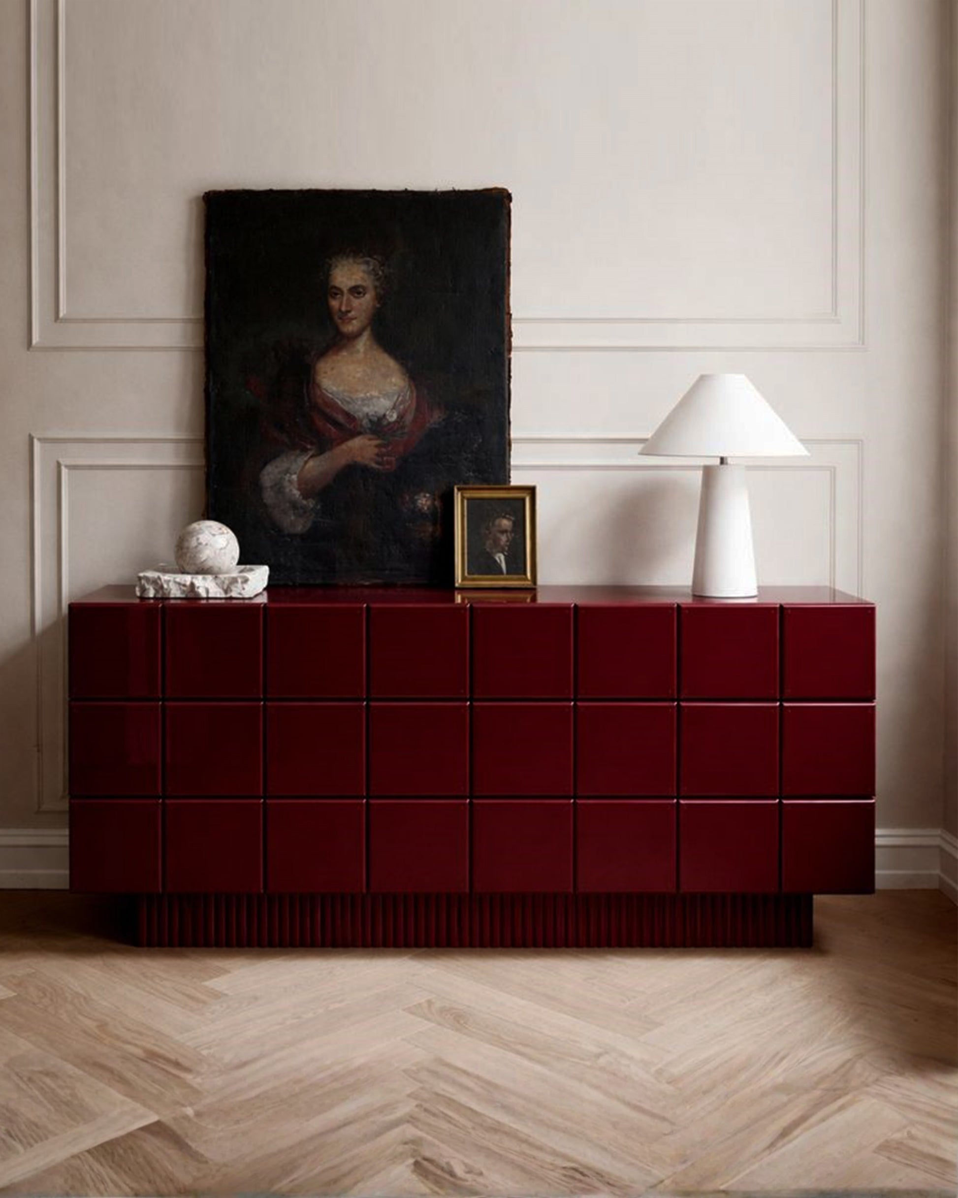 Marel Parlak Lake Bordo Çekmeceli Büfe-Büfe-Regen Studio-NowShopFun