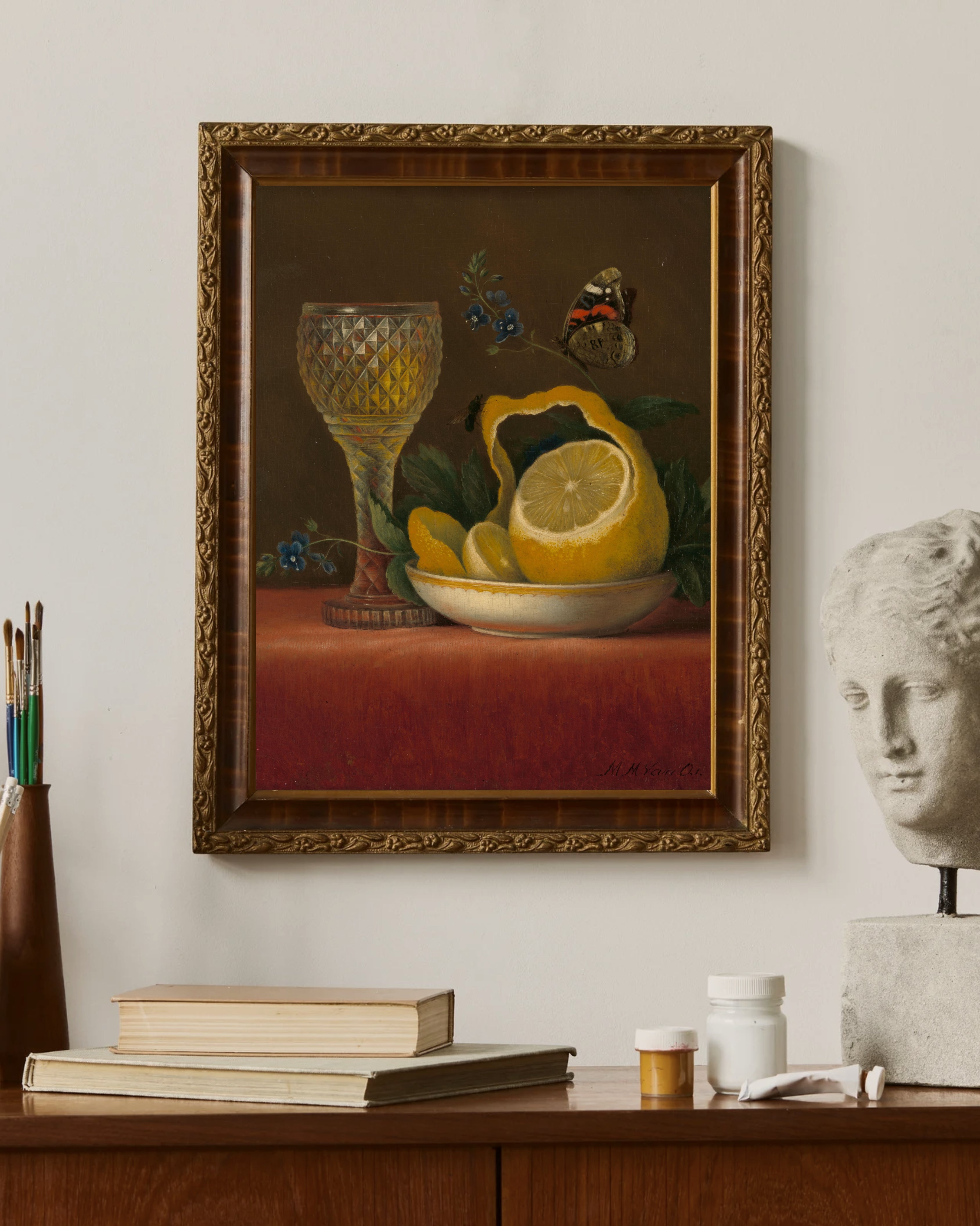 Maria Margaretha van Os - Limon ve Kesme Cam ile Natürmort Fine Art Baskı