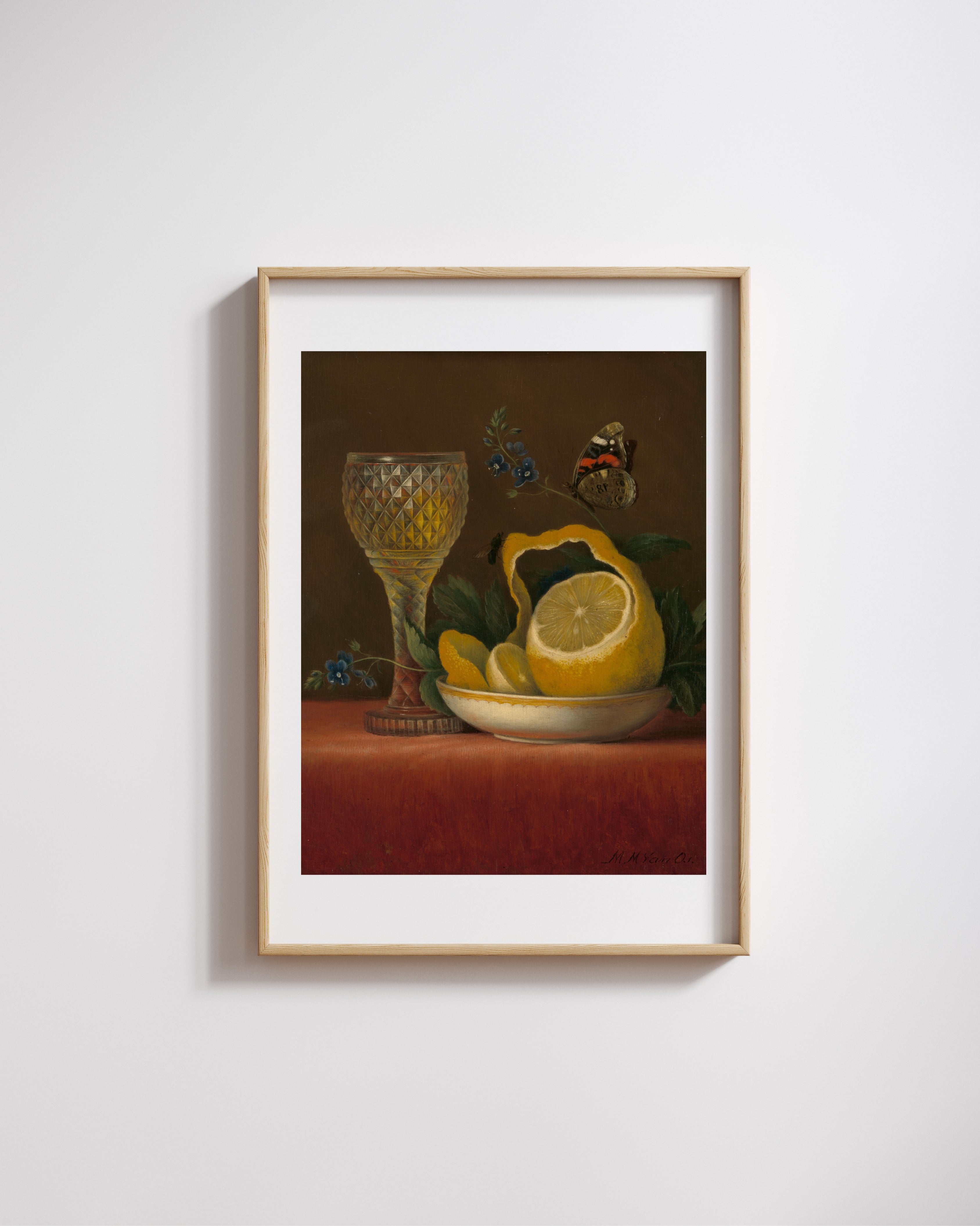 Maria Margaretha van Os - Limon ve Kesme Cam ile Natürmort Fine Art Baskı