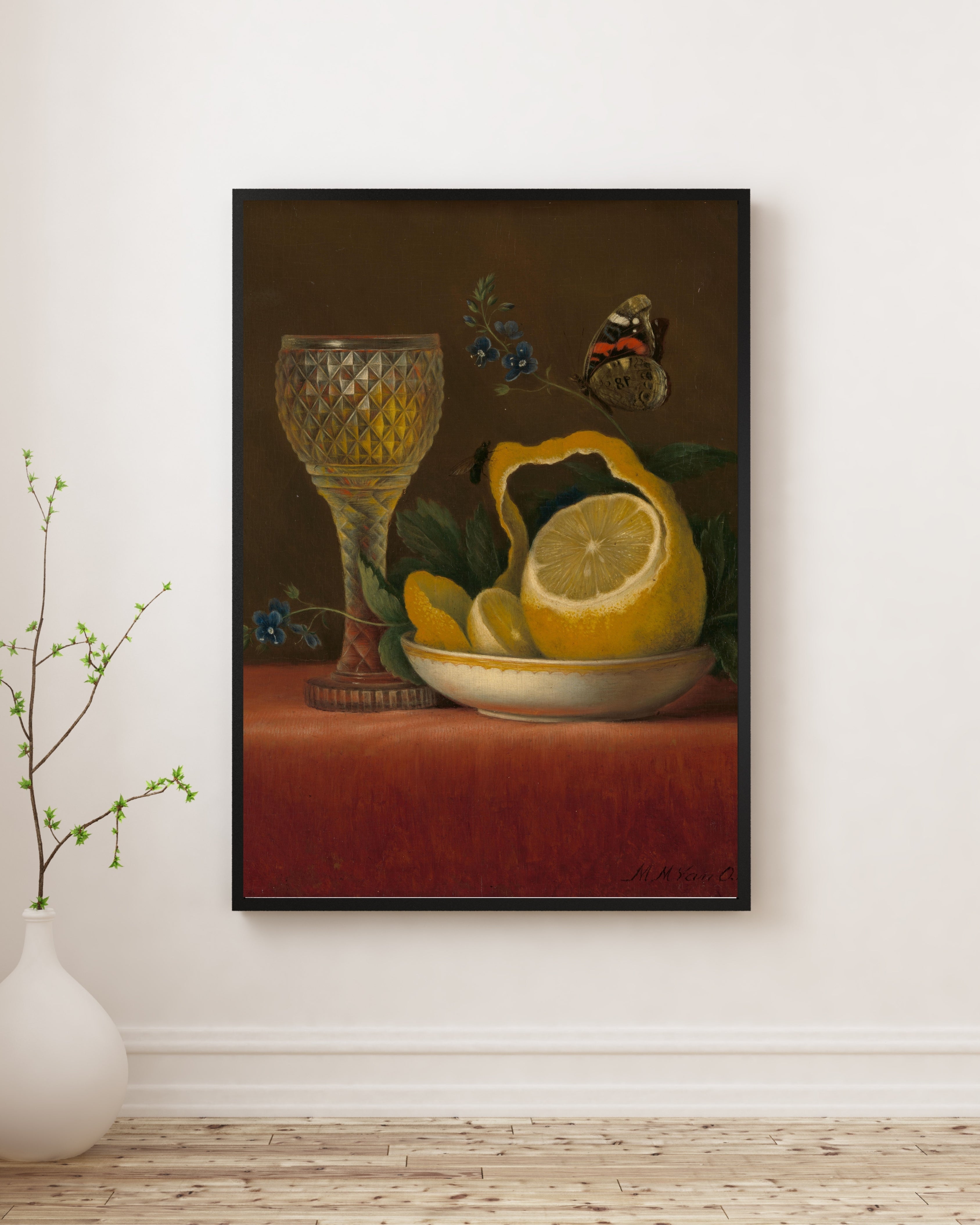 Maria Margaretha van Os - Limon ve Kesme Cam ile Natürmort Fine Art Baskı