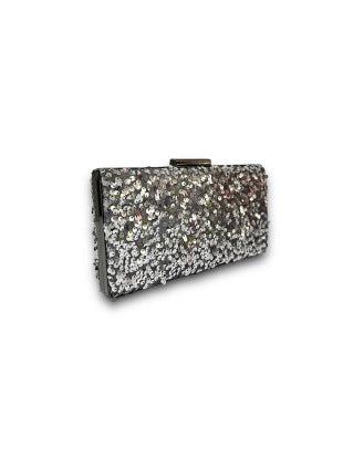 Marnier Gümüş Renk Payet Kumaş Kaplamalı El Çantası-Clutch-Marnier-NowShopFun