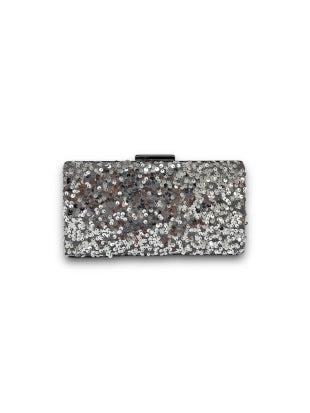 Marnier Gümüş Renk Payet Kumaş Kaplamalı El Çantası-Clutch-Marnier-NowShopFun