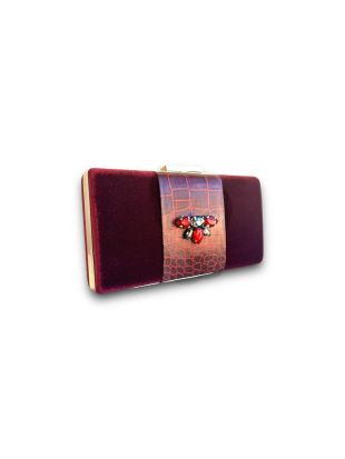 Marnier Yılan Deri Ve Swarovski Taş Işlemeli Kadife Çanta-Clutch-Marnier-NowShopFun