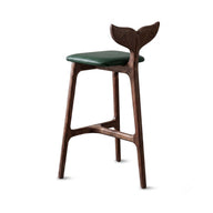 Masif Ahşap Gerçek Deri Bar Sandalyesi-Bar Sandalyesi-Decore Motto-Siyah-NowShopFun