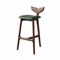 Masif Ahşap Gerçek Deri Bar Sandalyesi-Bar Sandalyesi-Decore Motto-Yeşil-NowShopFun
