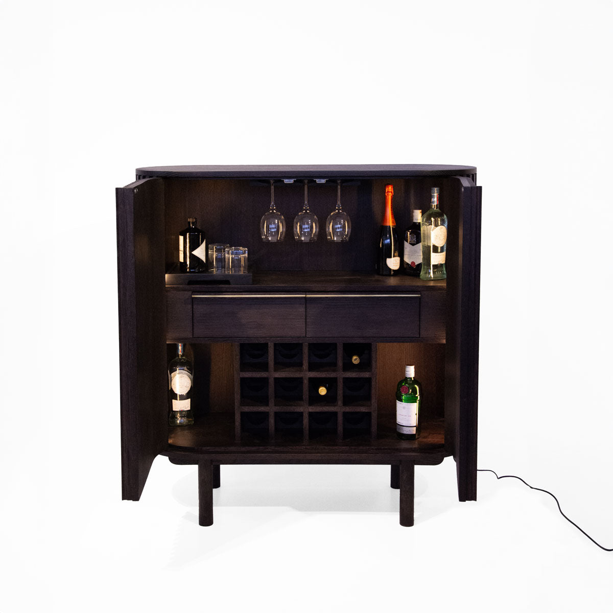 DOCIA Bar / İçki /Kokteyl Dolabı, Meşe, Çıtalı