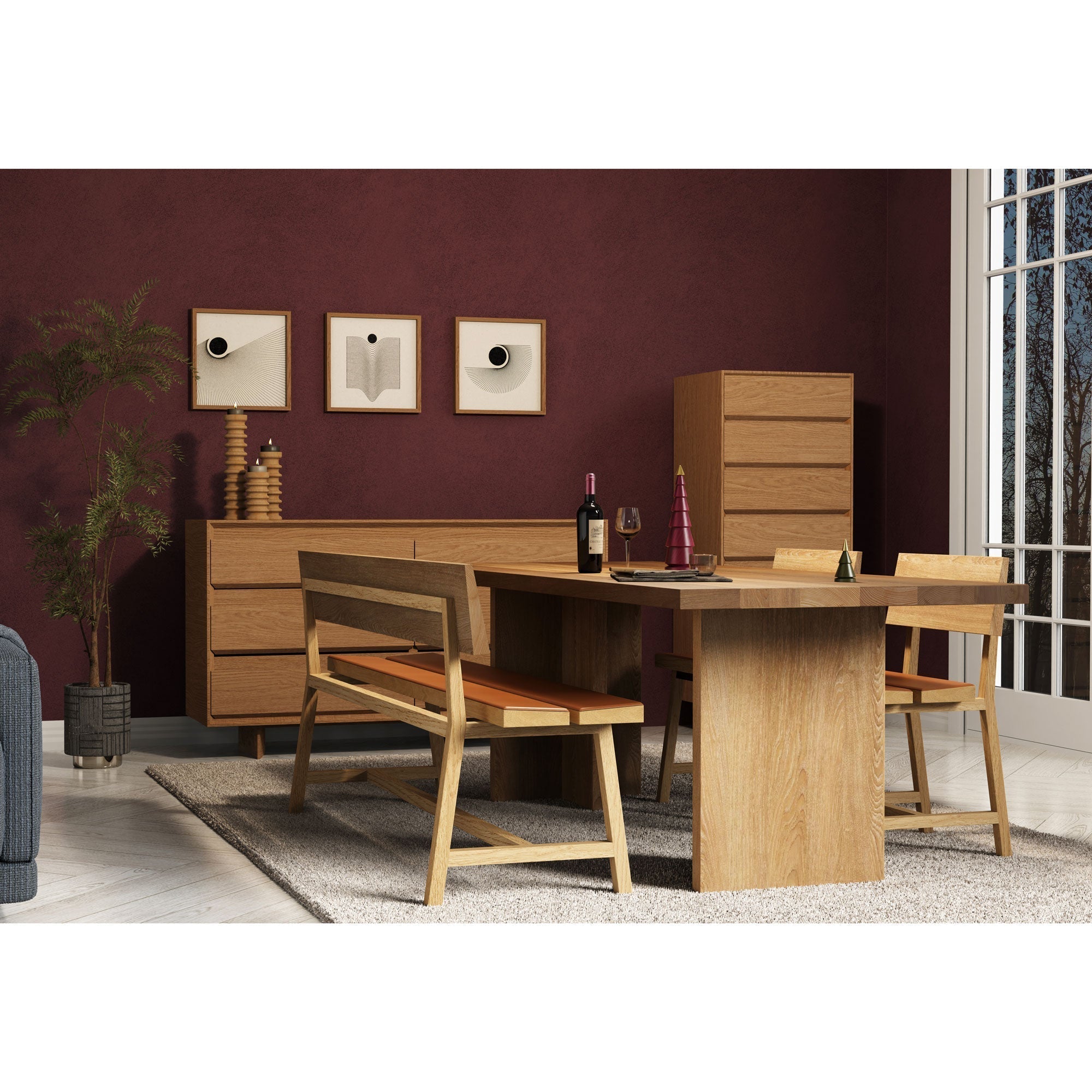 Beam Wide Console Dresser, Oak