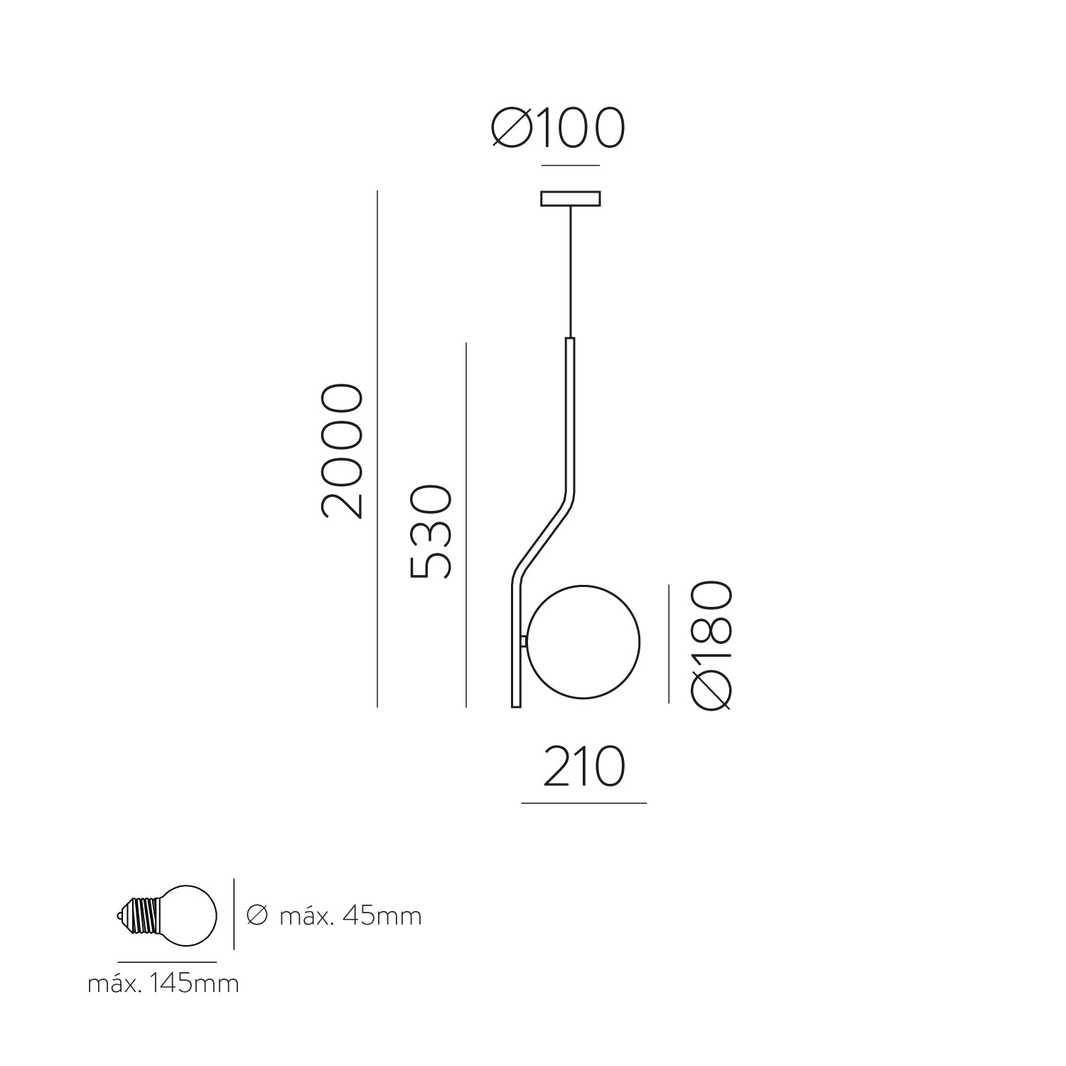 Maui Sarkit 1l Opal-Black Led E27x1