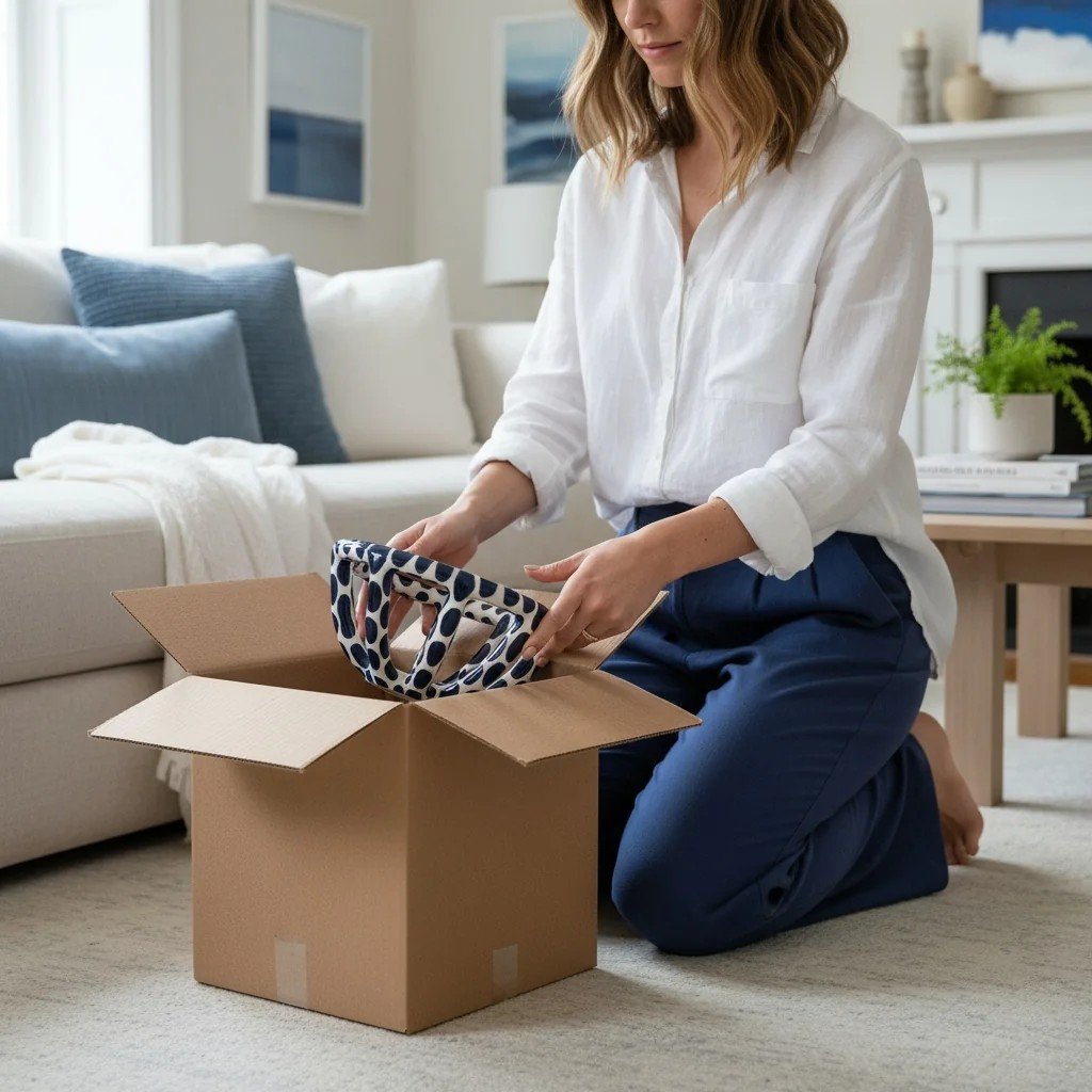 Mavi Benekli Seramik Sepet