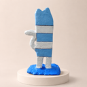 Mavi Bıyık / Blue Whiskers El Yapımı Dekoratif Kedi Heykeli