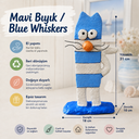 Mavi Bıyık / Blue Whiskers El Yapımı Dekoratif Kedi Heykeli