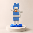 Mavi Bıyık / Blue Whiskers El Yapımı Dekoratif Kedi Heykeli