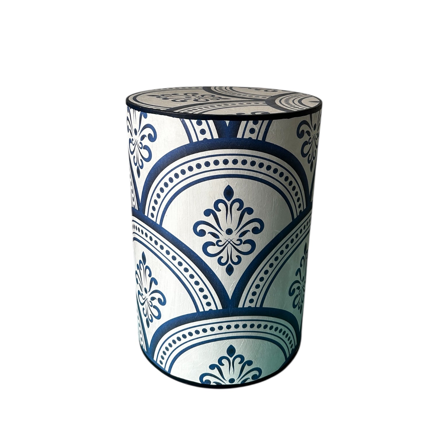 Mavi Desenli Mas Ahşap Sehpa-Yan Sehpa-Box Co Concept-NowShopFun