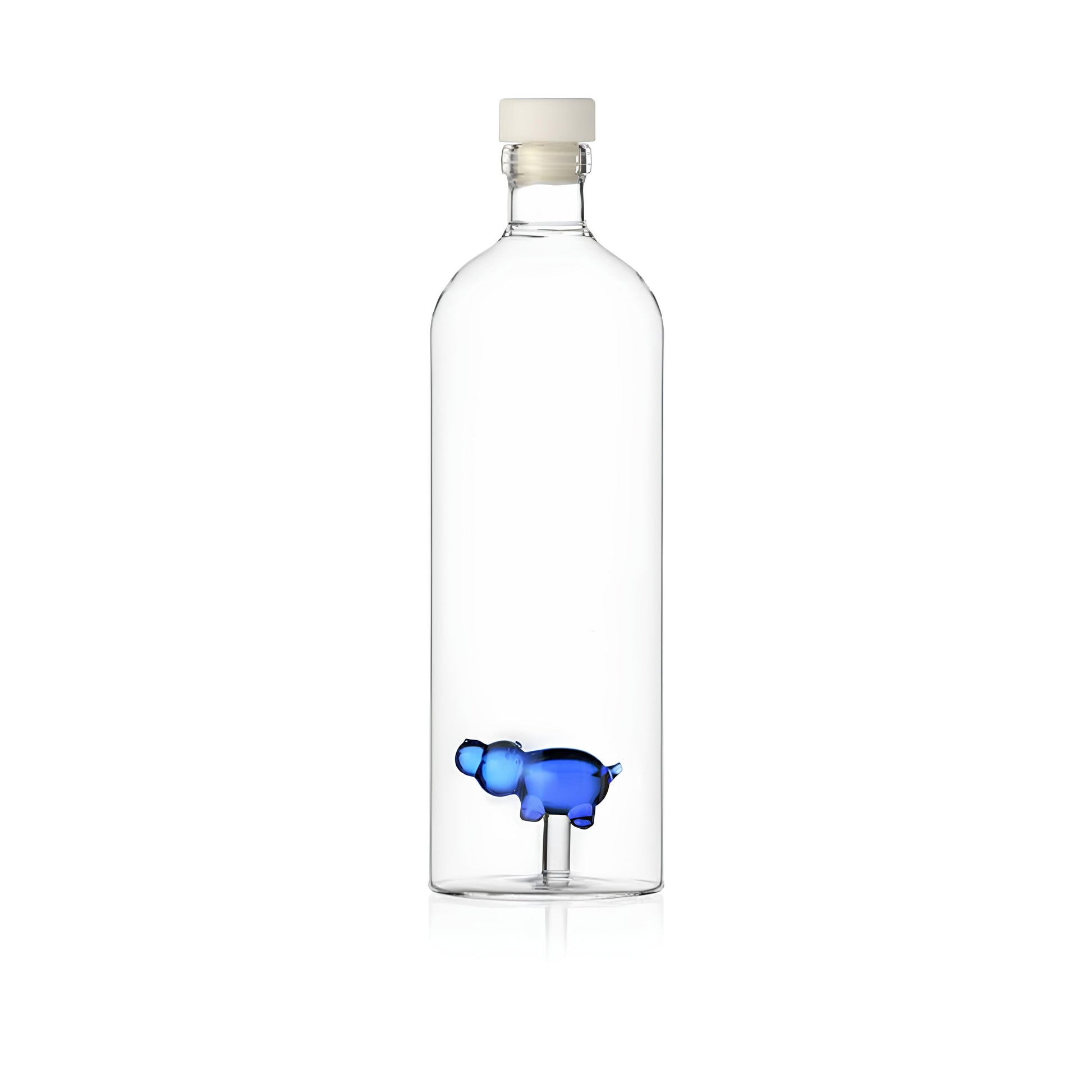 Mavi Hipopotam Figürlü Cam Şişe
