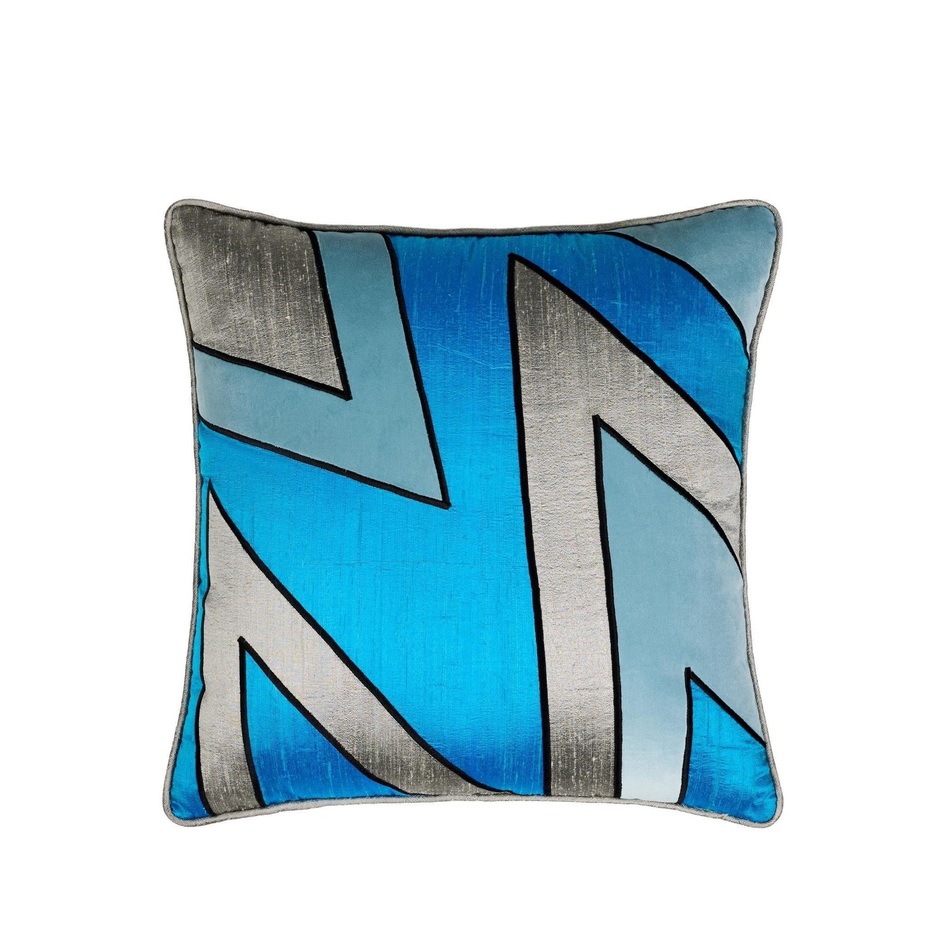 Mavi İpek Zikzak Piko Detaylı Kırlent