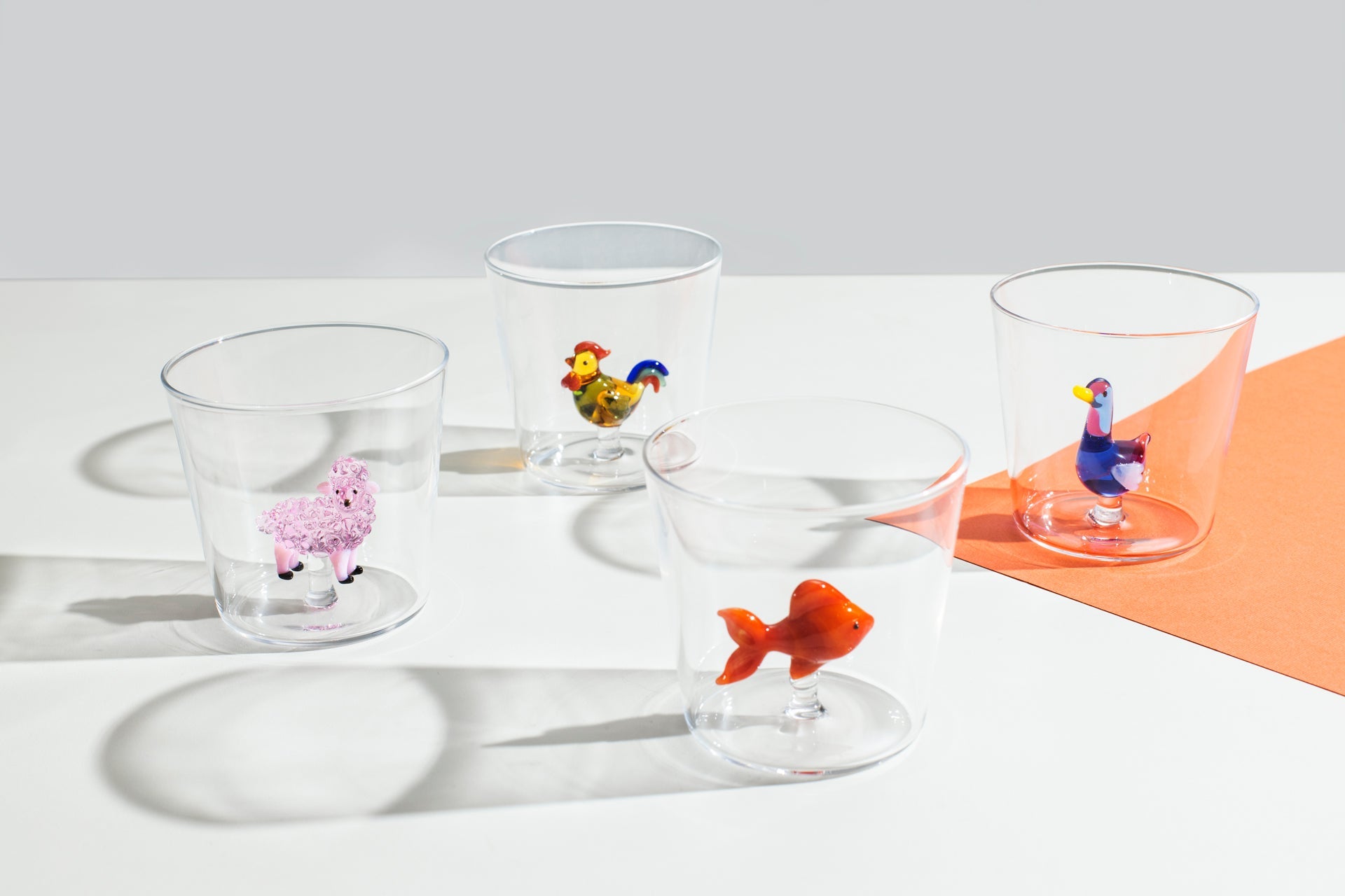 Mavi Kaz Figürlü Cam Su Bardağı