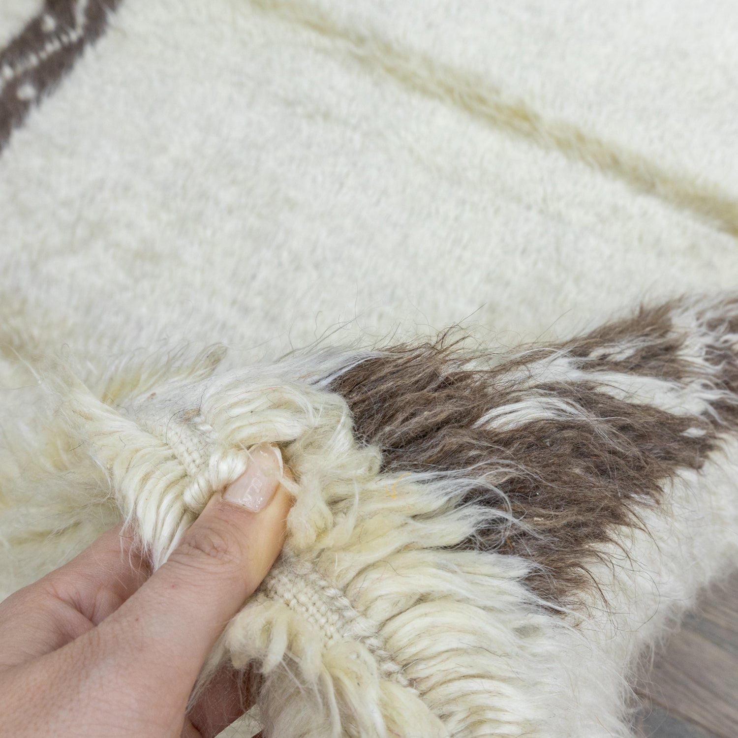 Mayar Bordürlü Natural Shaggy Halı 131x170 cm