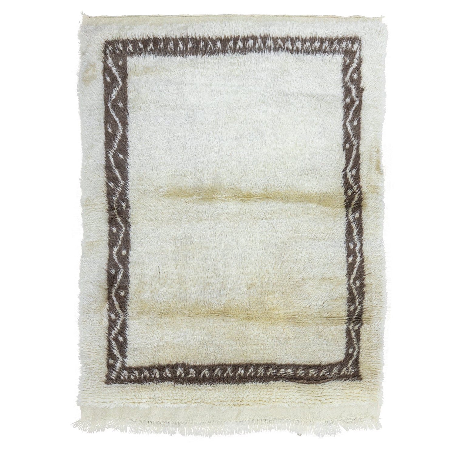 Mayar Bordürlü Natural Shaggy Halı 131x170 cm