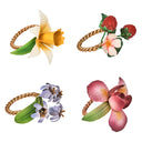 Meadow Walk Floral Peçete Halkası Karışık 4lü Set Çok Renkli-Juliska Tekstil Aksesuar-Juliska-NowShopFun
