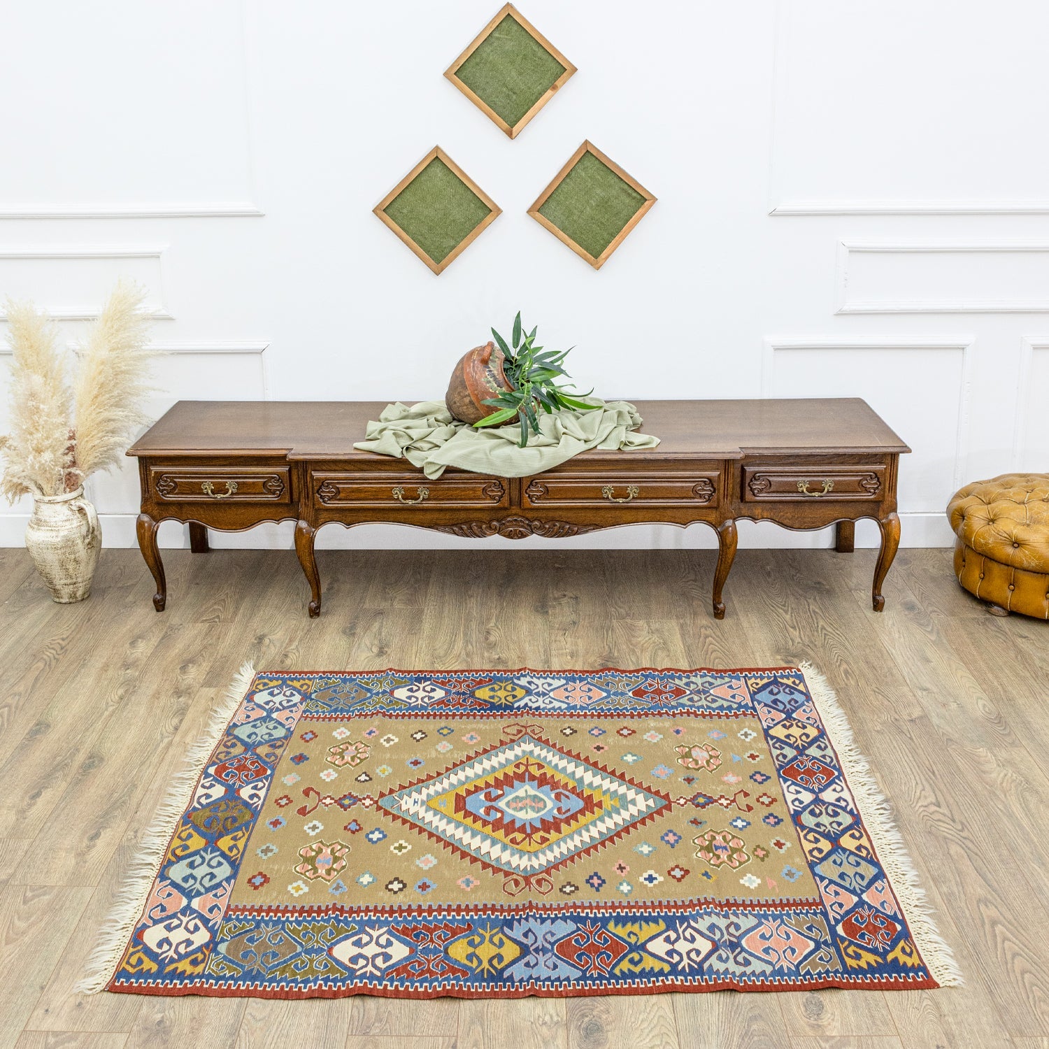Meerim Etnik Tasarımlı Yün Kilim 120X152 Cm