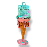 Melty Bag Heykeli – Mavi Pembe Degrade Krom Tasarım