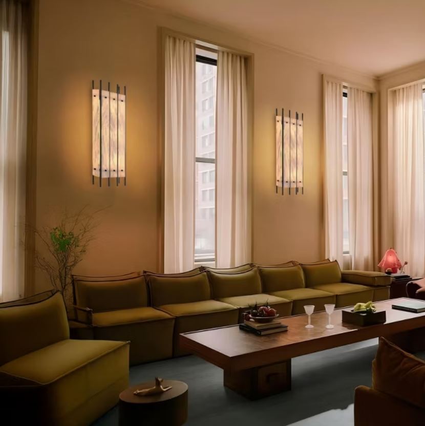 Mermer Ely Aplik-Aplik-Tarz Aydınlatma-Siyah-NowShopFun