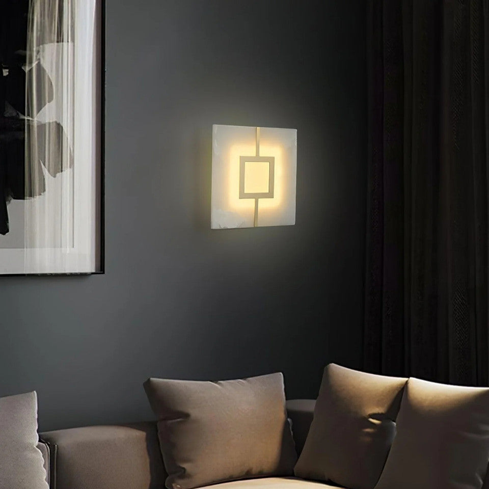 Mermer Marbo Kare Aplik-Aplik-Tarz Aydınlatma-20cm-NowShopFun