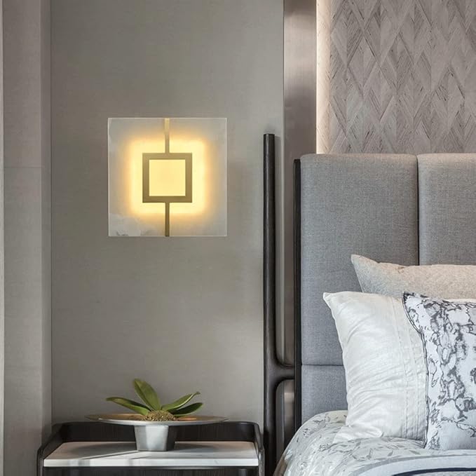 Mermer Marbo Kare Aplik-Aplik-Tarz Aydınlatma-20cm-NowShopFun