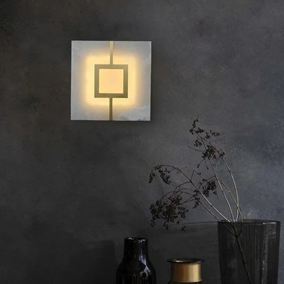 Mermer Marbo Kare Aplik-Aplik-Tarz Aydınlatma-20cm-NowShopFun