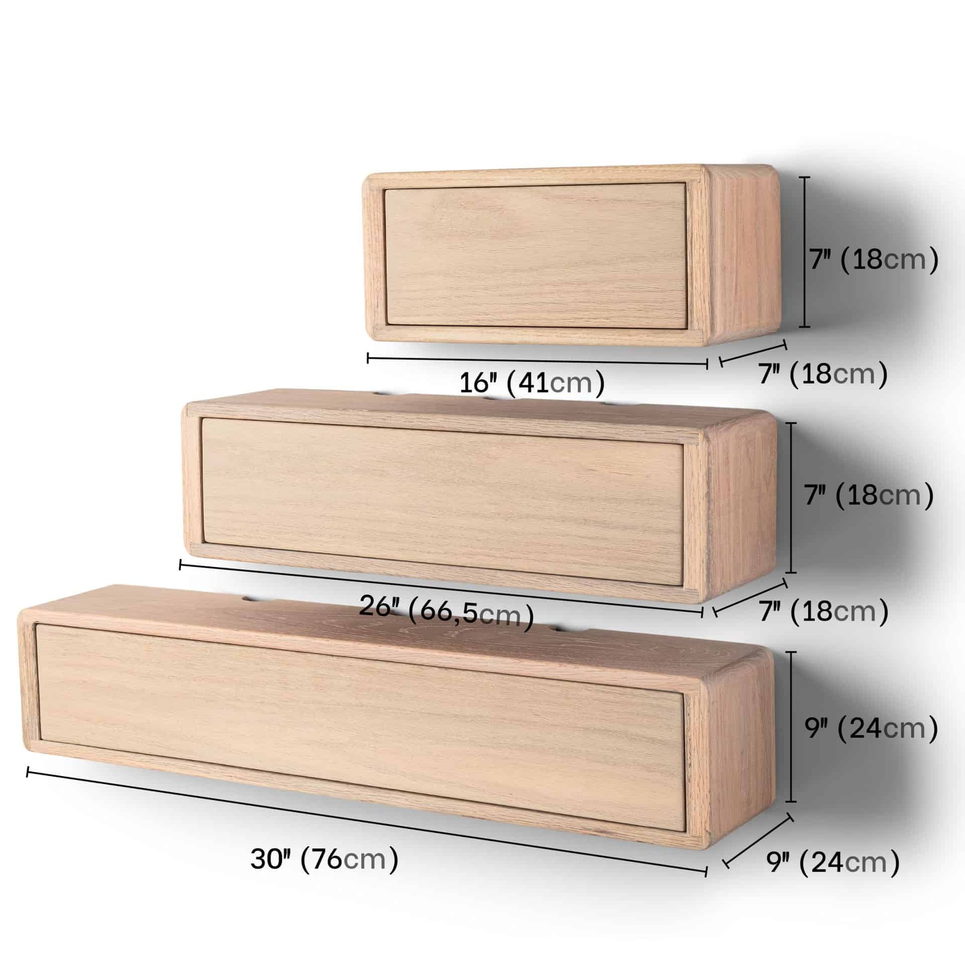 Meşe Ağacı Kapaklı Duvar Rafı Ve Kablo Düzenleyici, Koyu Kahve